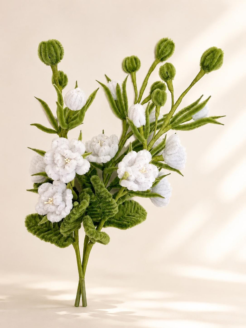DIY Jasmine Flower Bouquet Kit, Pipe Cleaner Floral Craft, Handmade Chenille Stem Arrangement Gift