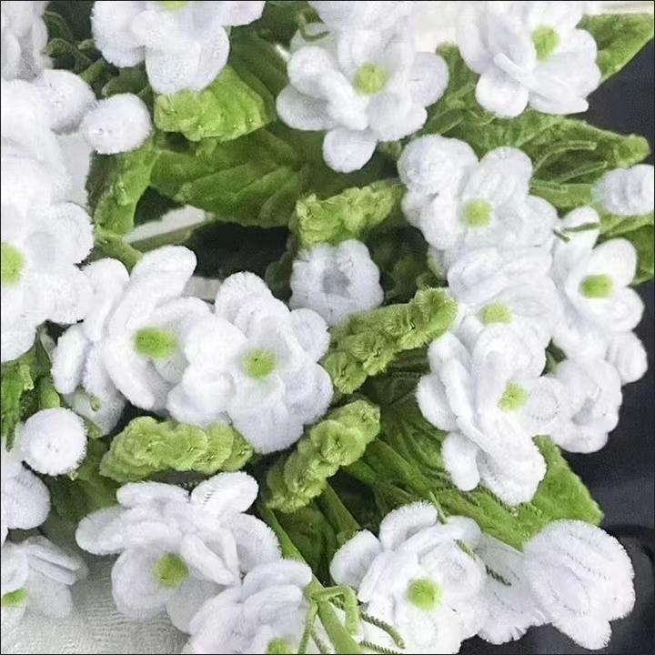 DIY Jasmine Flower Bouquet Kit, Pipe Cleaner Floral Craft, Handmade Chenille Stem Arrangement Gift