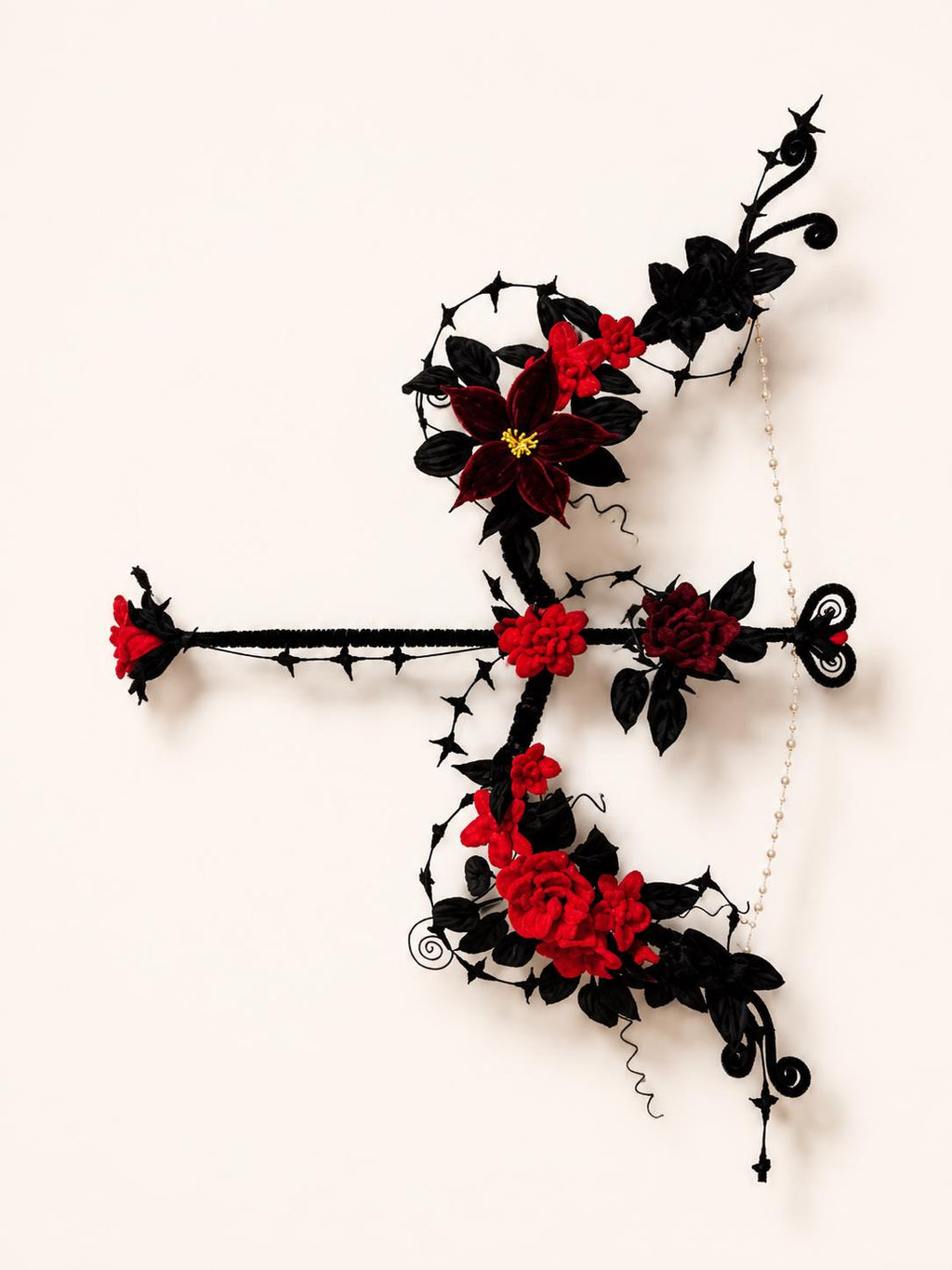Floral Bow and Arrow, Pipe Cleaner craft, Fairy Garden Style, Fantasy Prop, Room Decor Gift, Unique Handmade Art