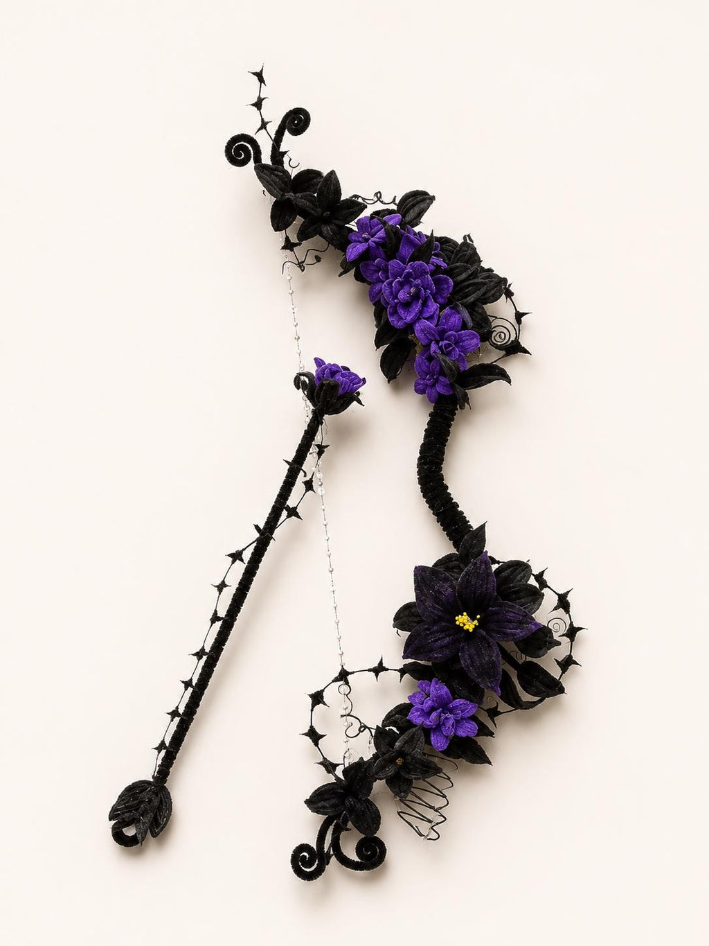 Floral Bow and Arrow, Pipe Cleaner craft, Fairy Garden Style, Fantasy Prop, Room Decor Gift, Unique Handmade Art