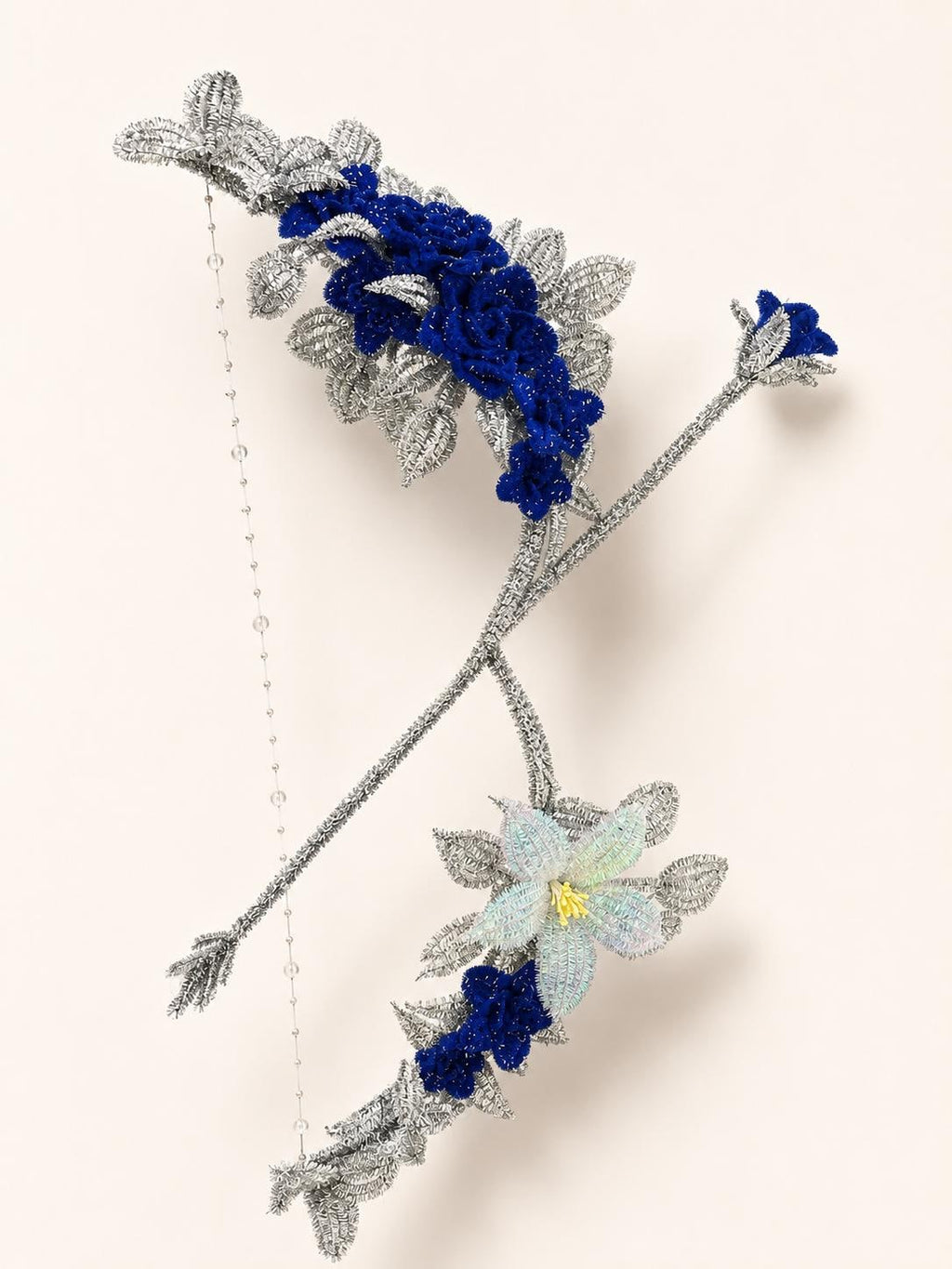 Floral Bow and Arrow, Pipe Cleaner craft, Fairy Garden Style, Fantasy Prop, Room Decor Gift, Unique Handmade Art