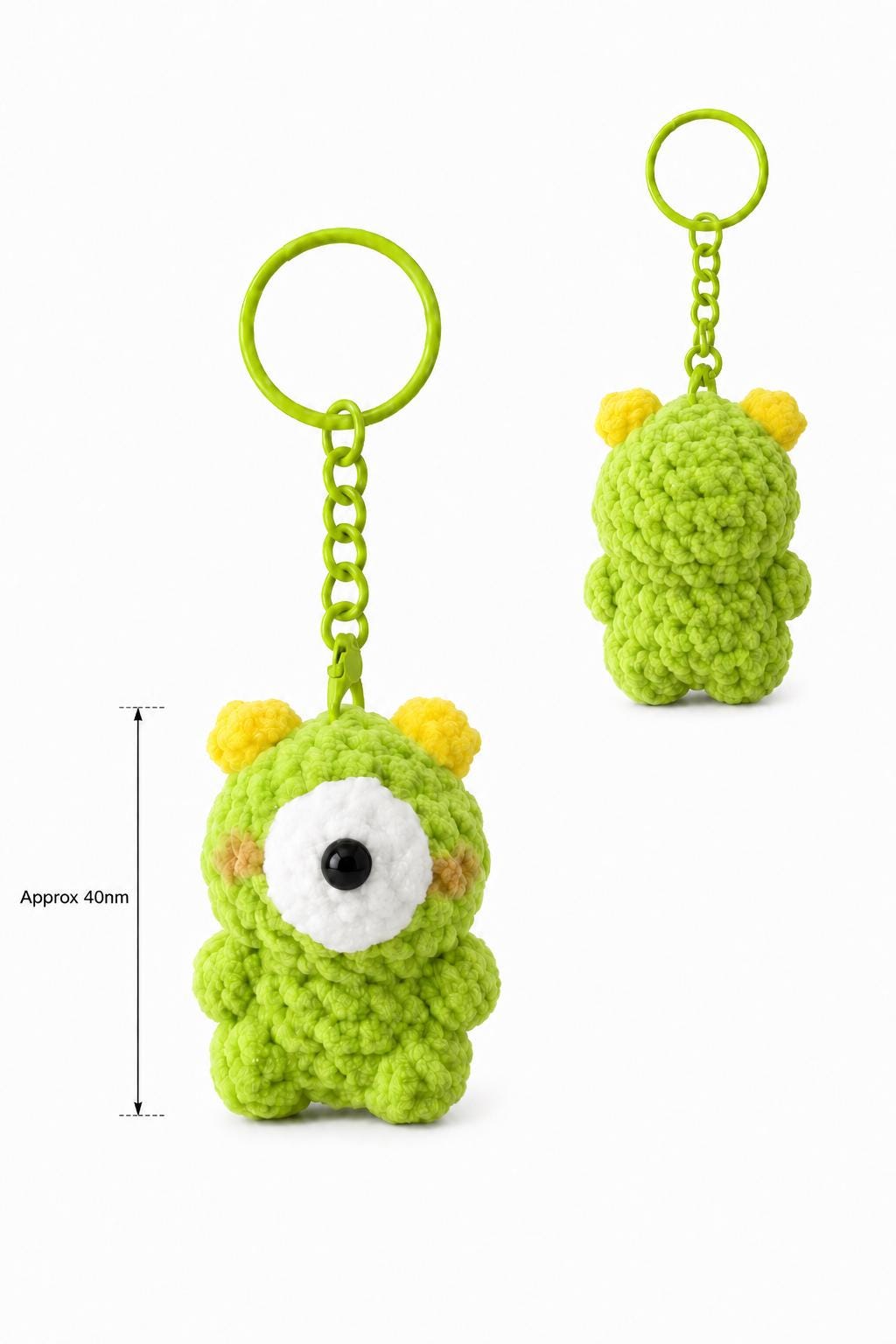 Cute Gummy Style One-eyed Bear Keychain, Crochet Plush Animal Charm, Handmade Bag Accessory, Kawaii Bear Keyring Gift