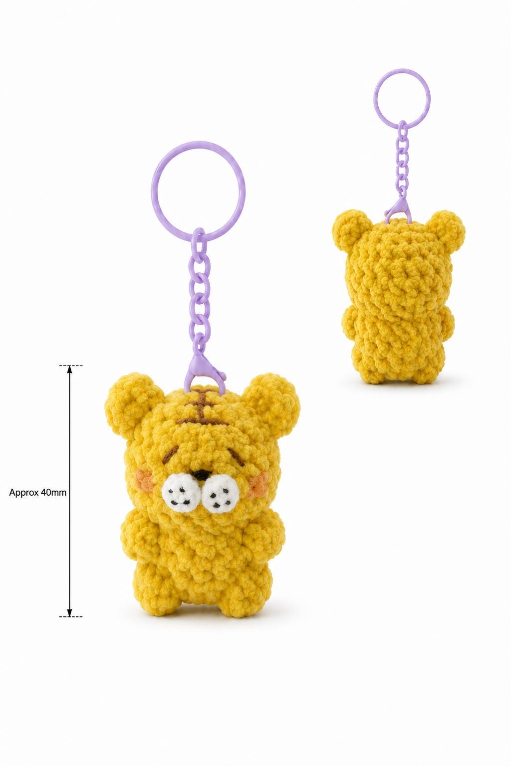 Cute Gummy Style Tiger Keychain, Crochet Plush Animal Charm, Handmade Bag Accessory, Kawaii Tiger Keyring Gift