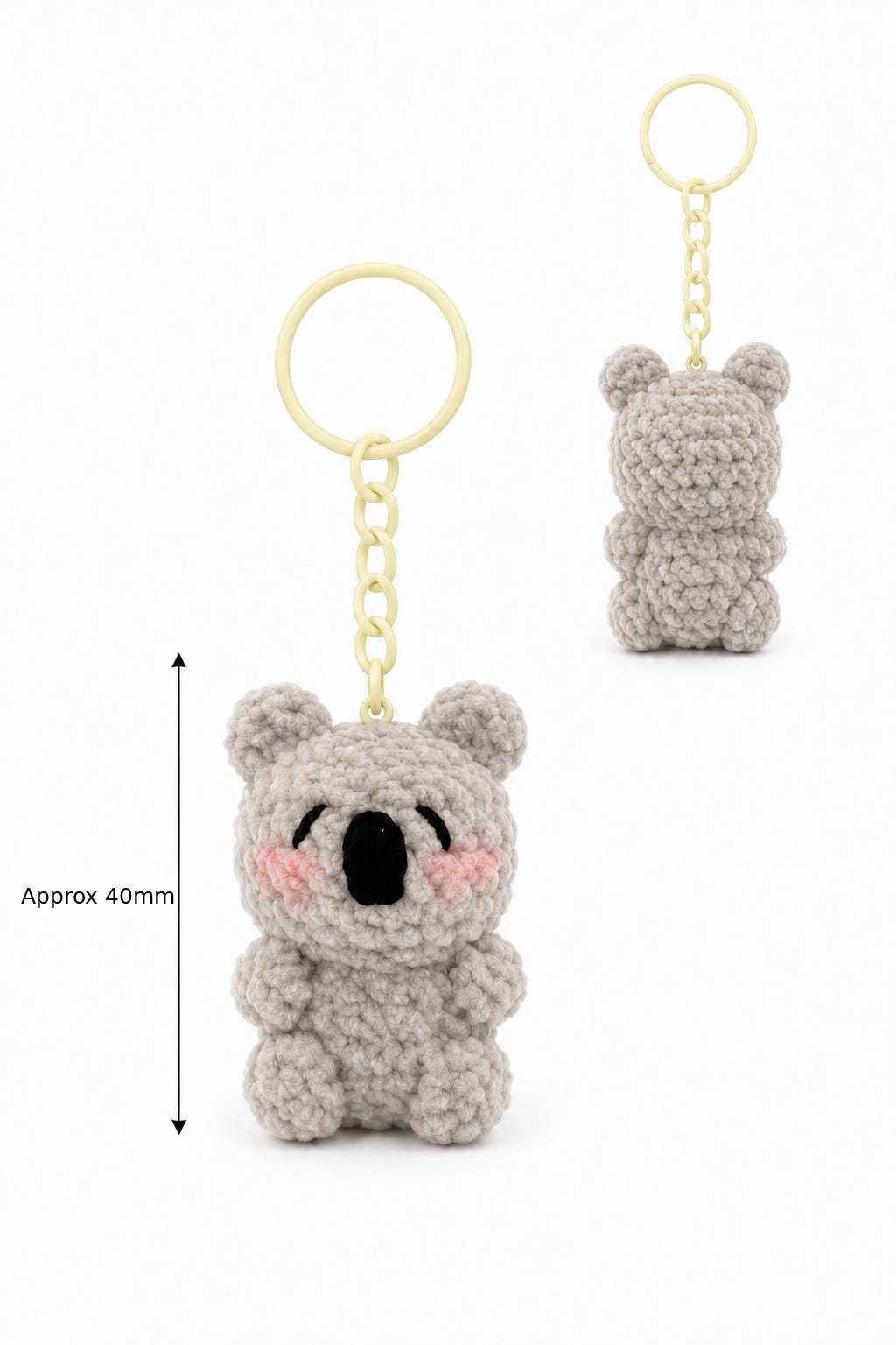 Cute Gummy Style Koala Keychain, Crochet Plush Animal Charm, Handmade Bag Accessory, Kawaii Koala Keyring Gift