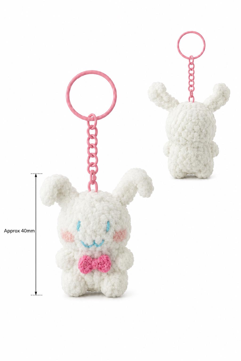 Cute Gummy Style Cinnamoroll Keychain, Crochet Plush Character Charm, Handmade Bag Accessory, Kawaii Puppy Keyring Gift