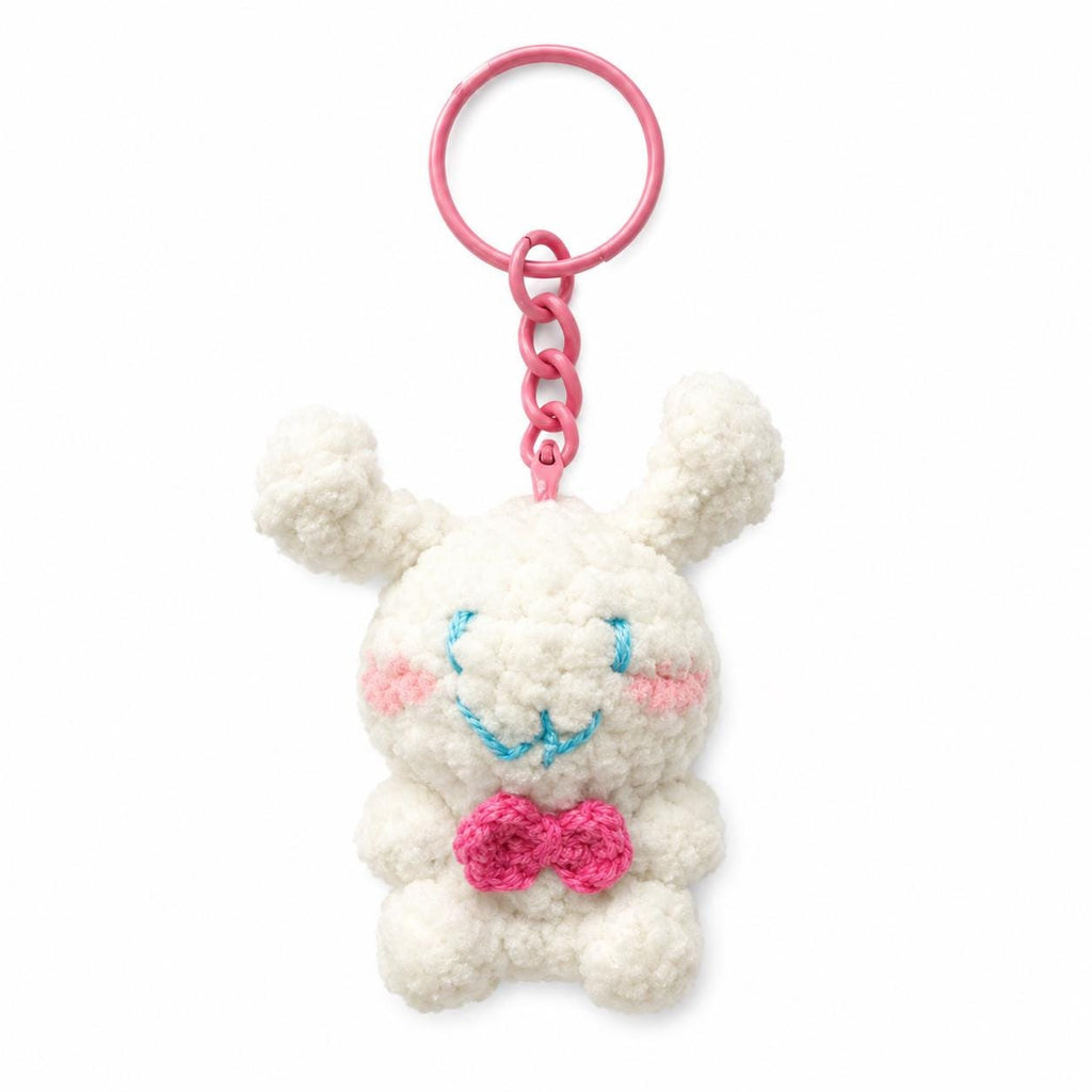 Cute Gummy Style Cinnamoroll Keychain, Crochet Plush Character Charm, Handmade Bag Accessory, Kawaii Puppy Keyring Gift