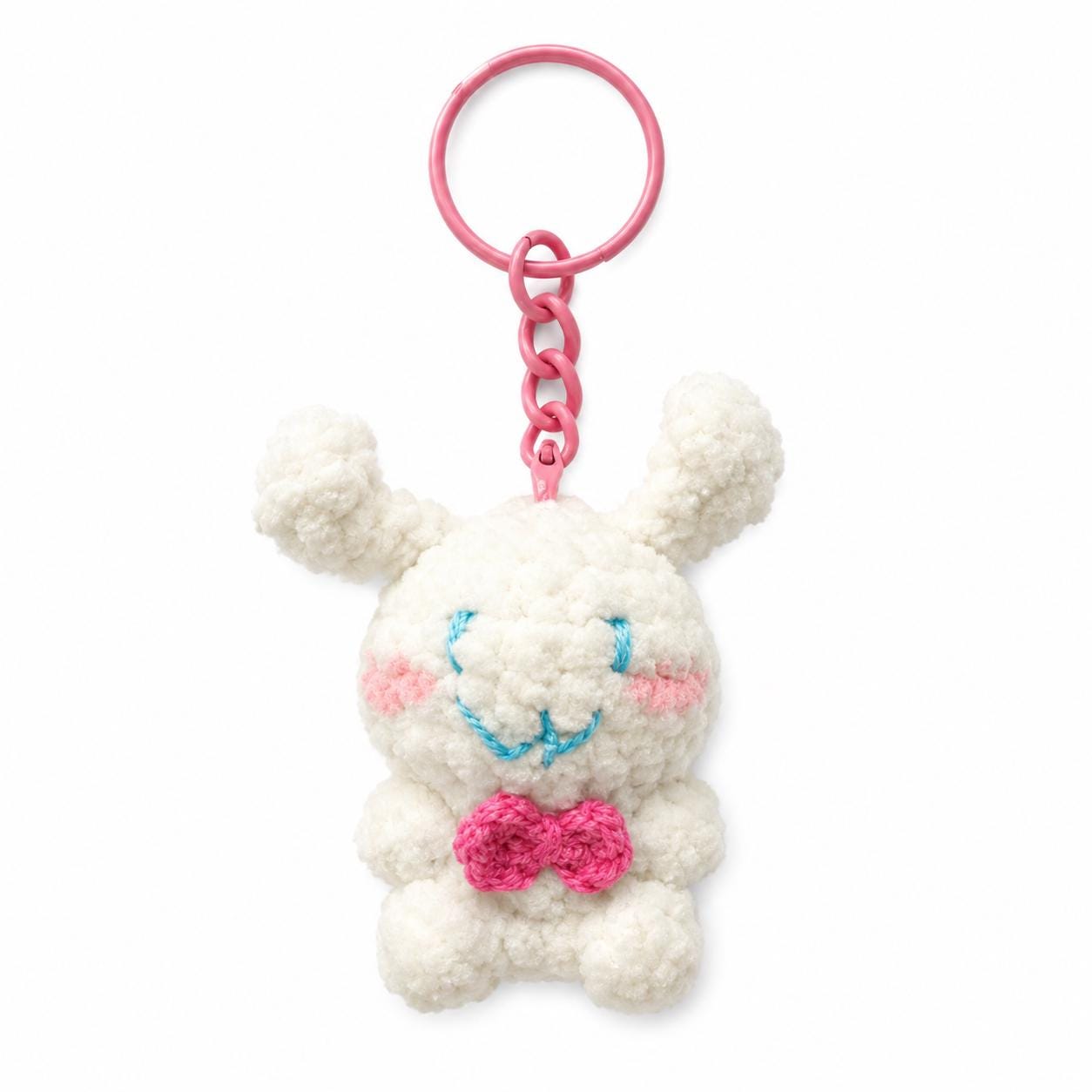 Cute Gummy Style Cinnamoroll Keychain, Crochet Plush Character Charm, Handmade Bag Accessory, Kawaii Puppy Keyring Gift