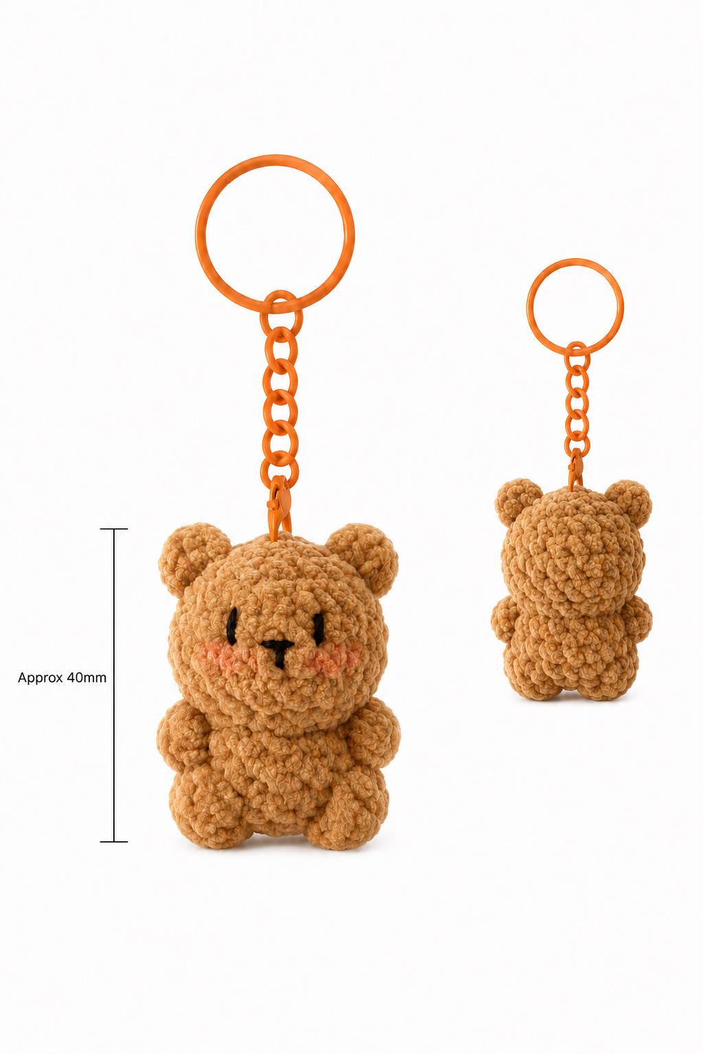Cute Gummy Style Bear Keychain, Crochet Plush Animal Charm, Handmade Bag Accessory, Kawaii Bear Keyring Gift