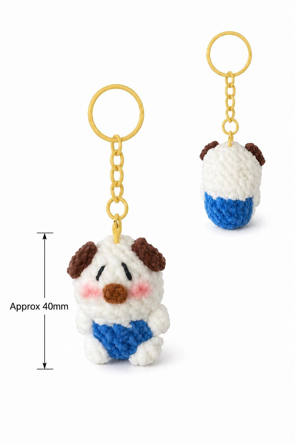 Cute Gummy Style Pug Keychain, Crochet Plush Animal Charm, Handmade Bag Accessory, Kawaii Dog Keyring Gift