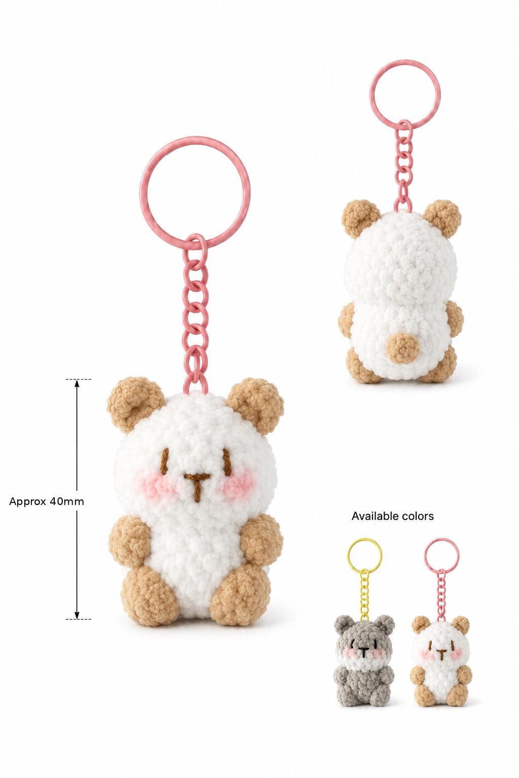 Cute Gummy Style Cat Keychain, Crochet Plush Animal Charm, Handmade Bag Accessory, Kawaii Cat Keyring Gift