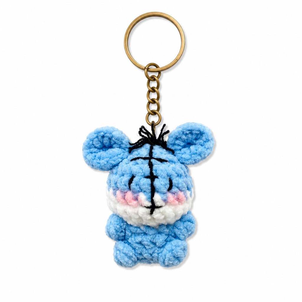 Cute Gummy Style Eeyore the Donkey Keychain, Crochet Plush Animal Charm, Handmade Bag Accessory, Kawaii Eeyore the Donkey Keyring Gift