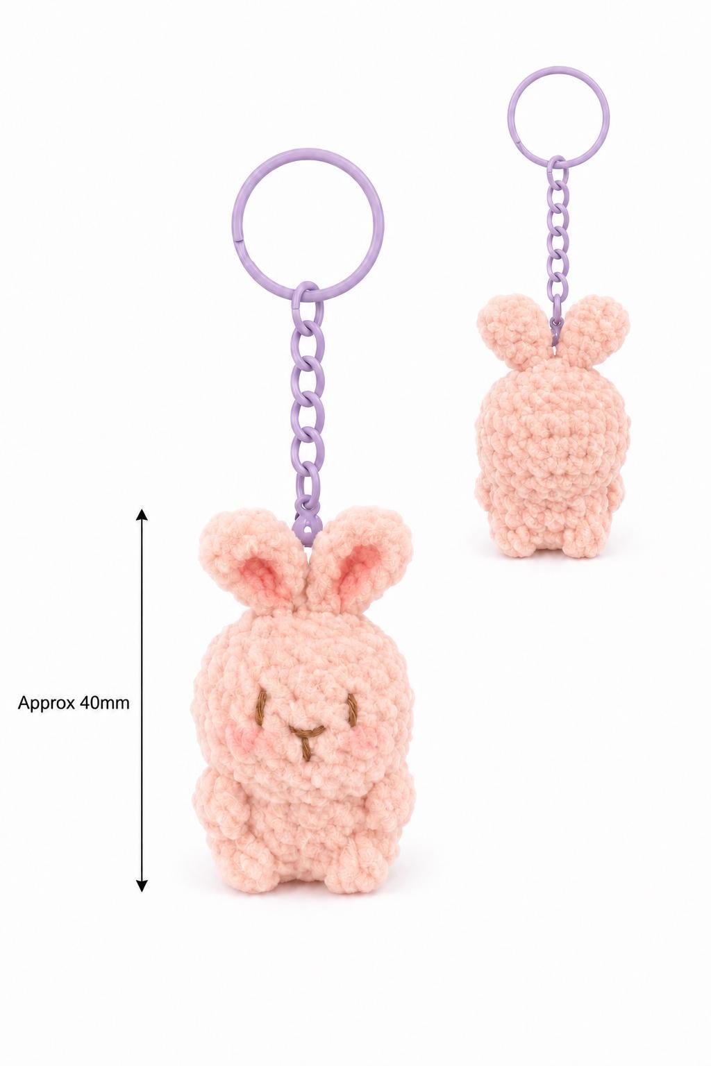Cute Gummy Style Bunny Keychain, Crochet Plush Animal Charm, Handmade Bag Accessory, Kawaii Bunny Keyring Gift
