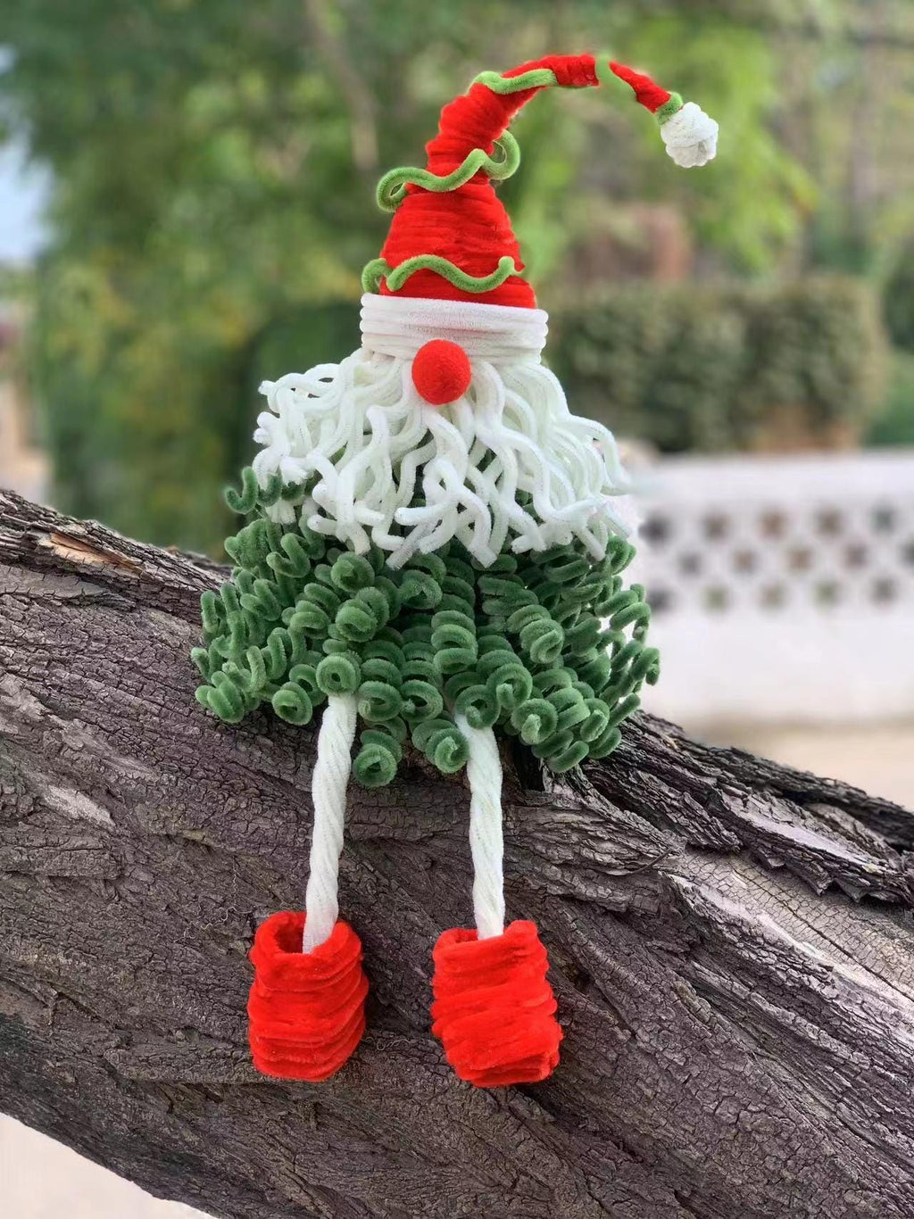 Handmade Pipe Cleaner Santa Claus,  Sitting or Standing Santa Decoration, Holiday Home Decor Gift