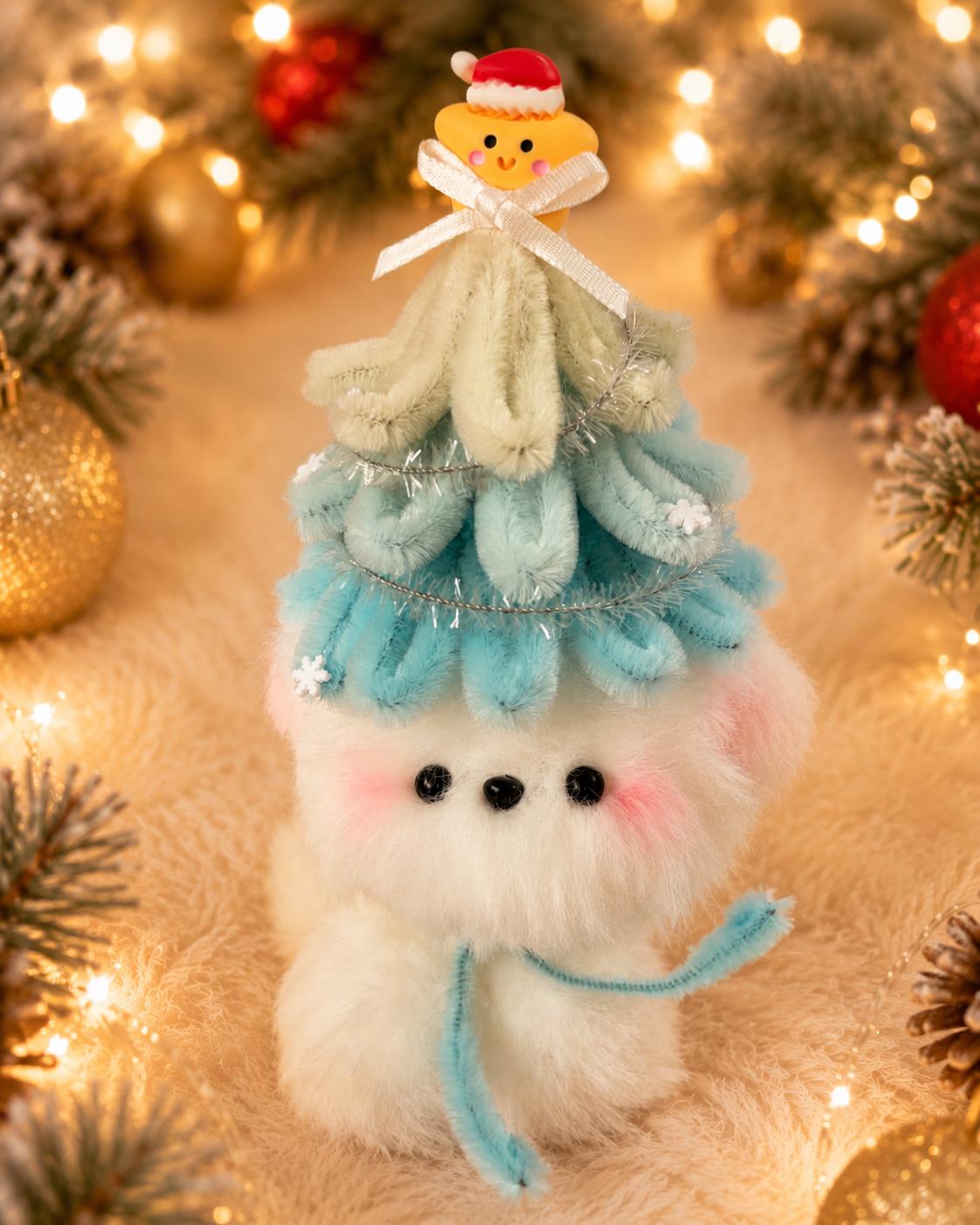 Pipe Cleaner Puppy Figure, Handmade Christmas Dog Decor, Festive Tabletop Ornament, Holiday Home Display