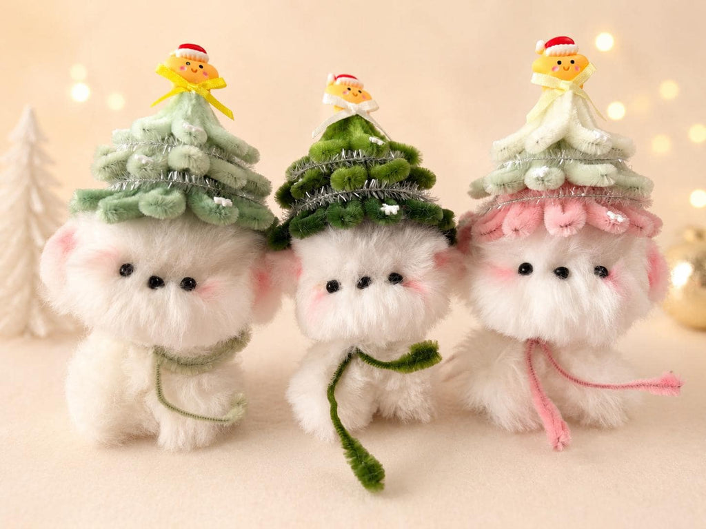Pipe Cleaner Puppy Figure, Handmade Christmas Dog Decor, Festive Tabletop Ornament, Holiday Home Display