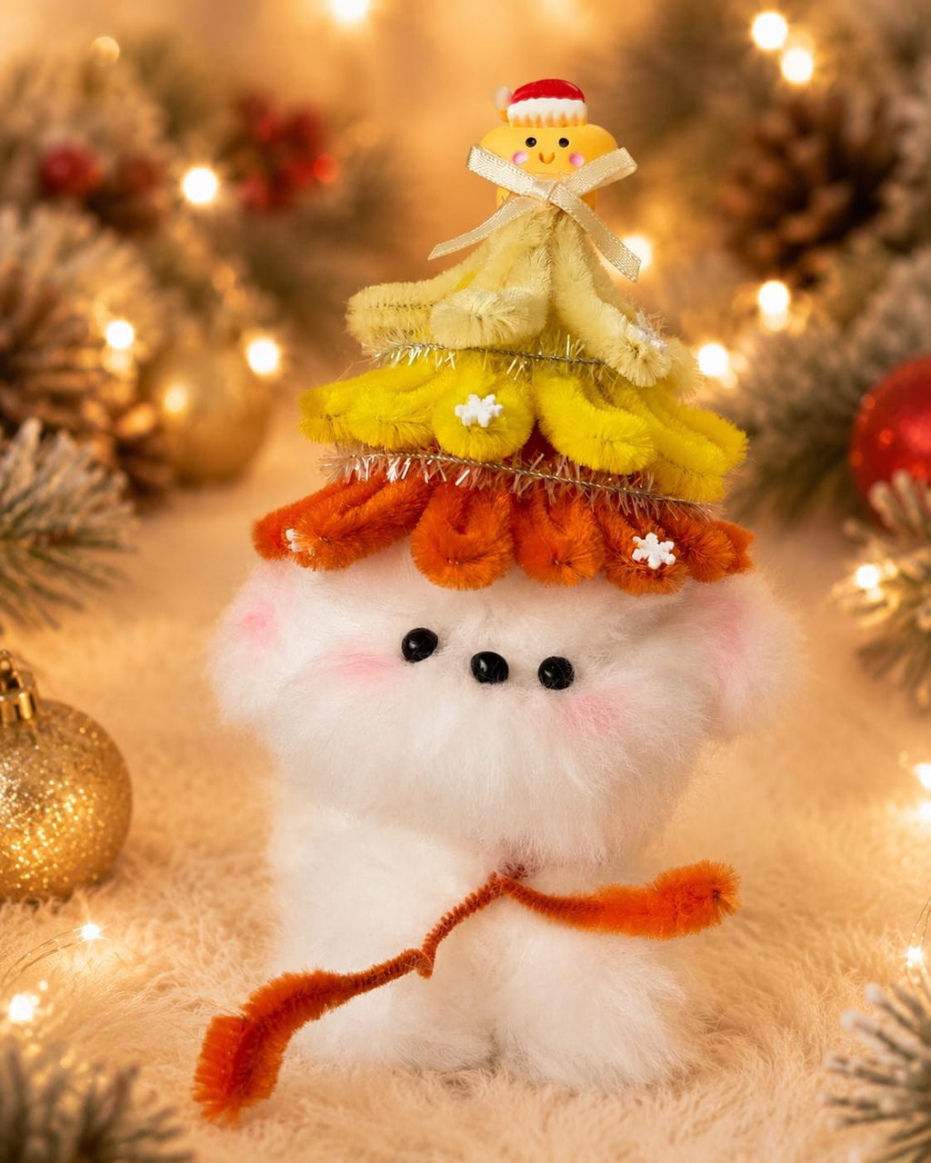 Pipe Cleaner Puppy Figure, Handmade Christmas Dog Decor, Festive Tabletop Ornament, Holiday Home Display