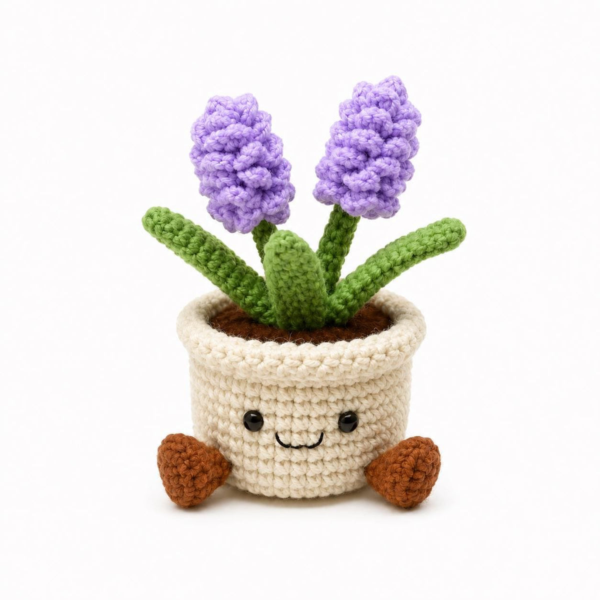 Crochet Small Hyacinth Flower Smile Pot, Handmade Yarn Plant Decor, Cute Hyacinth Gift, Botanical Home Decoration, Cottagecore Decor