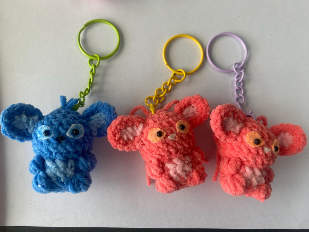Cute Gummy Style Stitch Crochet Keychain, Crochet Plush Character Charm, Handmade Bag Accessory, Kawaii Gift Keyring