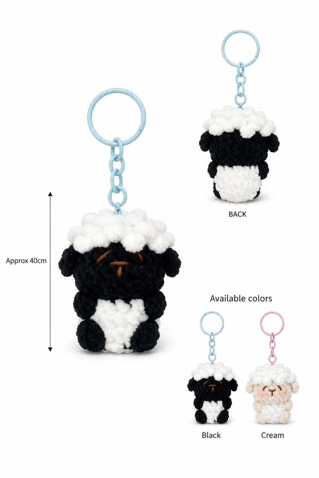 Crochet Little Sheep Keychain, Handmade Gummy Plush Character Charm, Cute Bag Accessory, Kawaii Gift