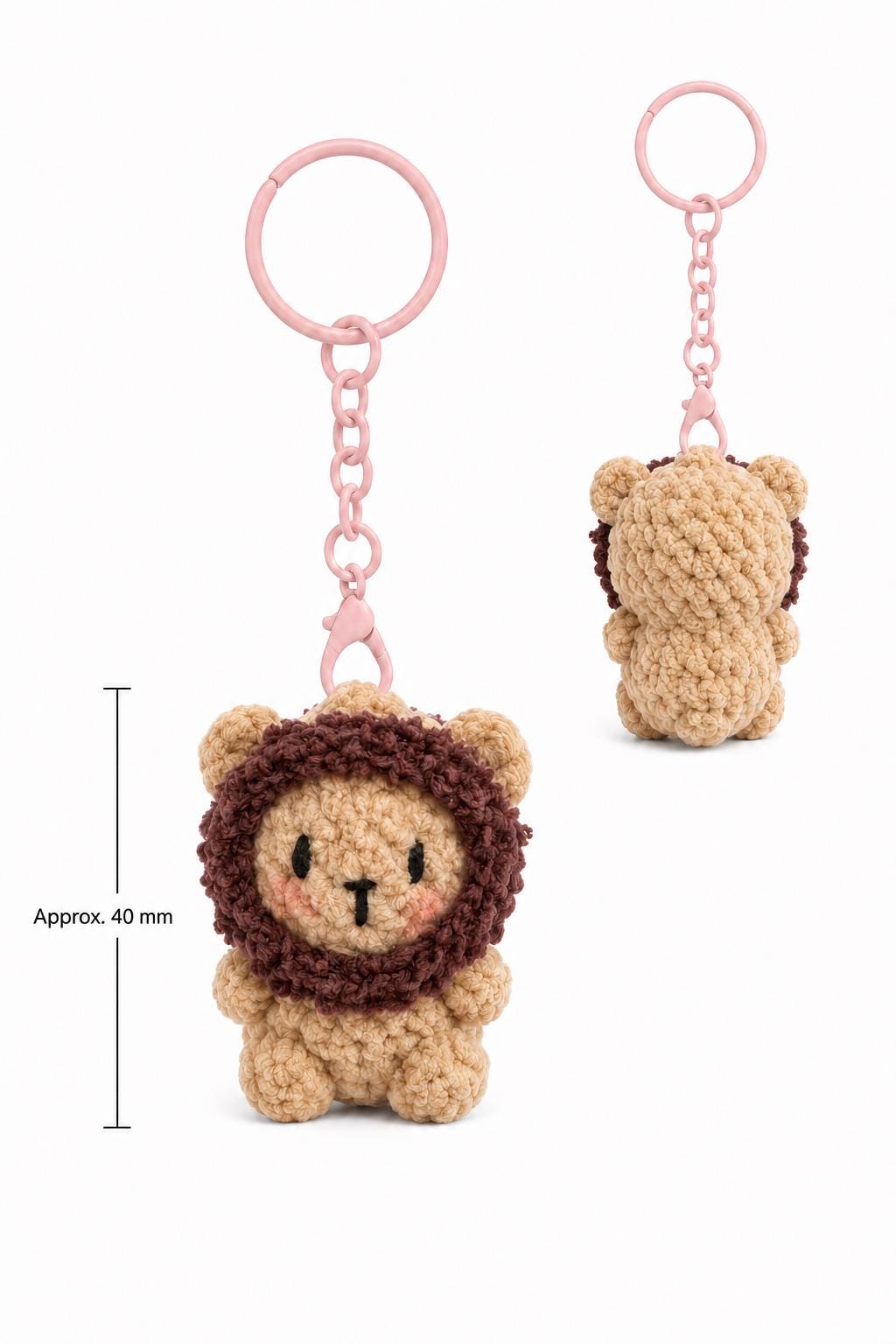 Cute Gummy Style Lion Keychain, Crochet Plush Animal Charm, Handmade Bag Accessory, Kawaii Lion Keyring Gift