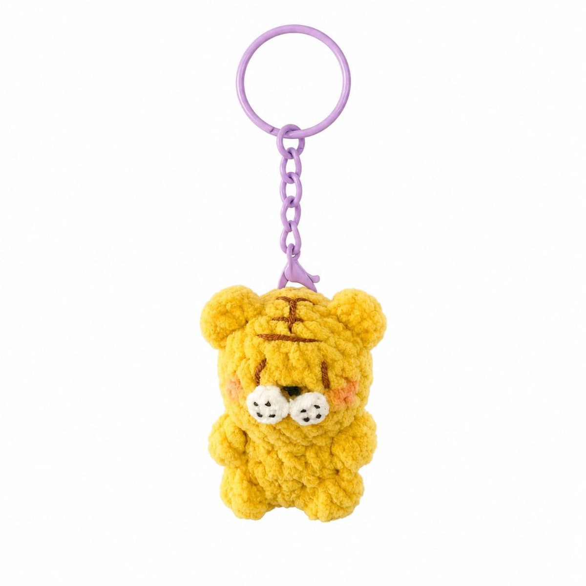 Cute Gummy Style Tiger Keychain, Crochet Plush Animal Charm, Handmade Bag Accessory, Kawaii Tiger Keyring Gift