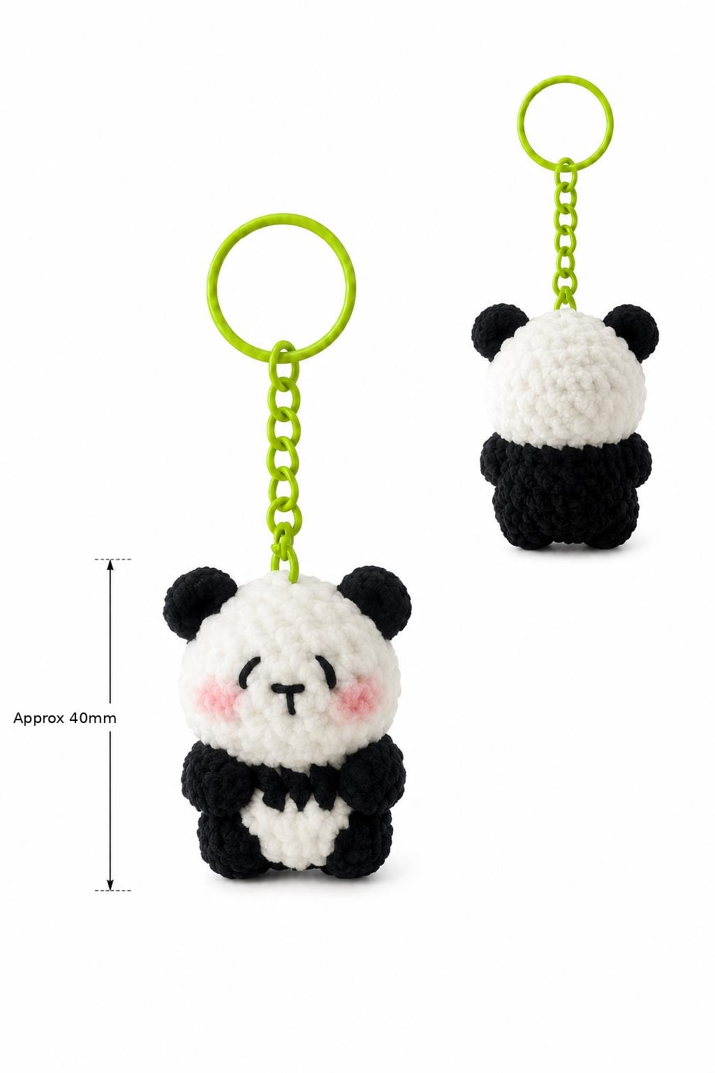 Cute Gummy Style Little Panda Keychain, Crochet Plush Animal Charm, Handmade Bag Accessory, Kawaii Panda Keyring Gift