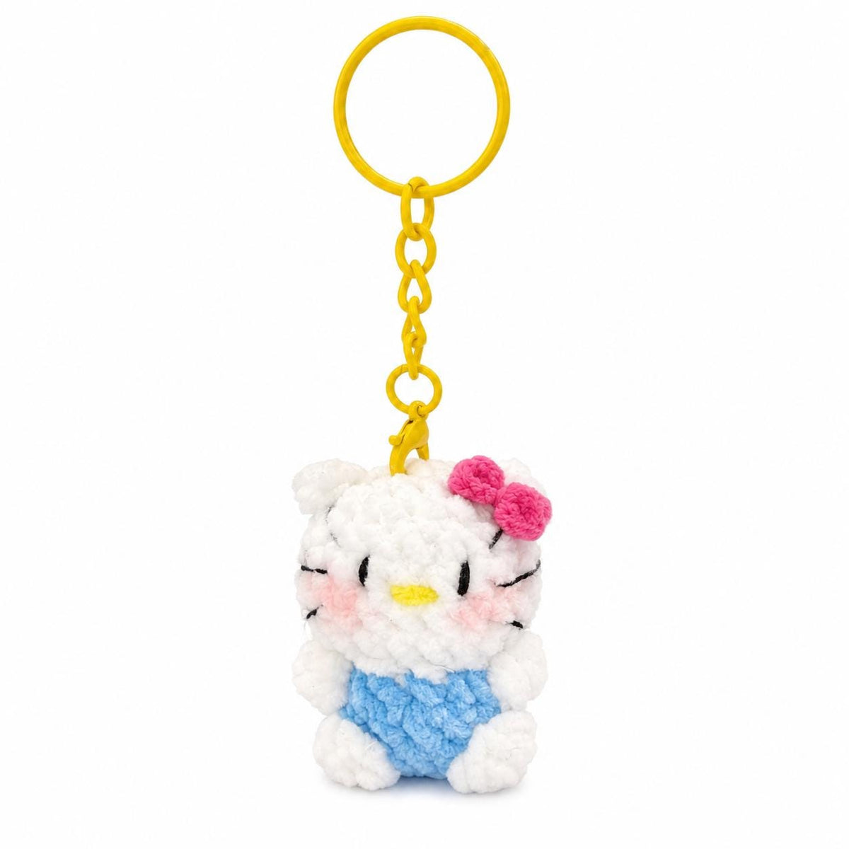 Cute Gummy Style Hello Kitty Keychain, Crochet Plush Character Charm, Handmade Bag Accessory, Kawaii Cat Keyring Gift