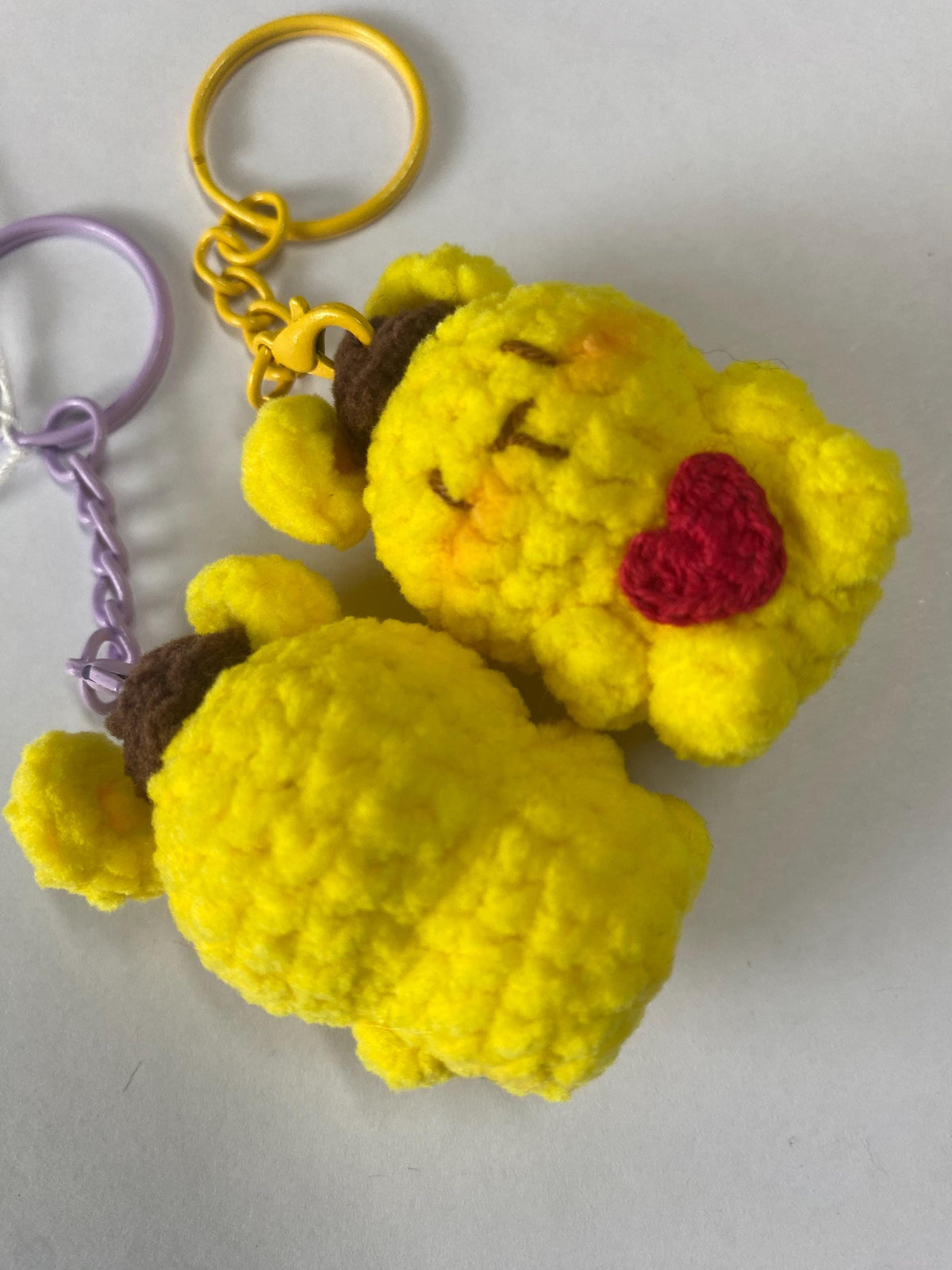 Cute Gummy Style Pum Pum Purin Keychain, Crochet Plush Animal Charm, Handmade Bag Accessory, Kawaii Dog Keyring Gift