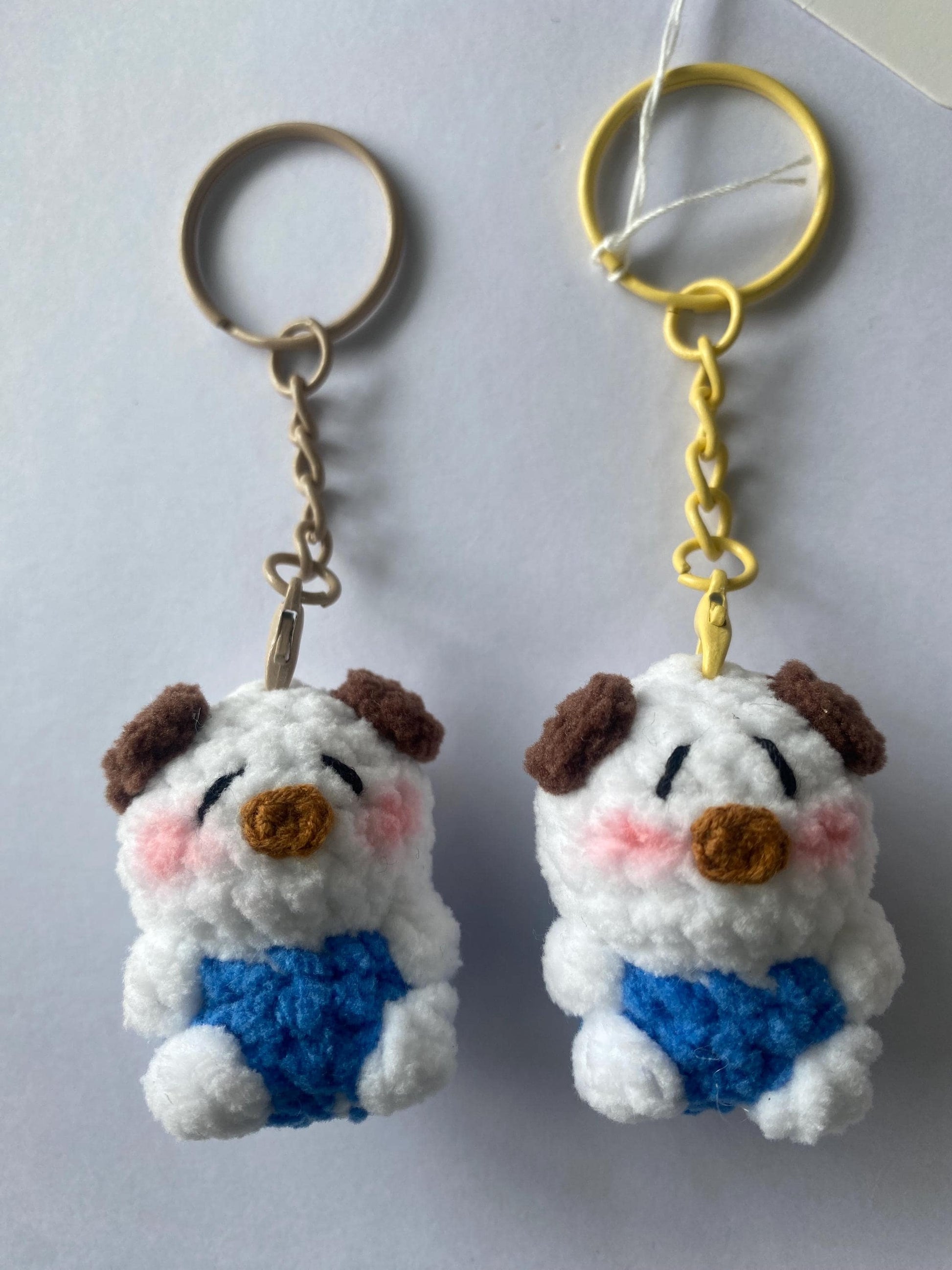 Cute Gummy Style Pug Keychain, Crochet Plush Animal Charm, Handmade Bag Accessory, Kawaii Dog Keyring Gift