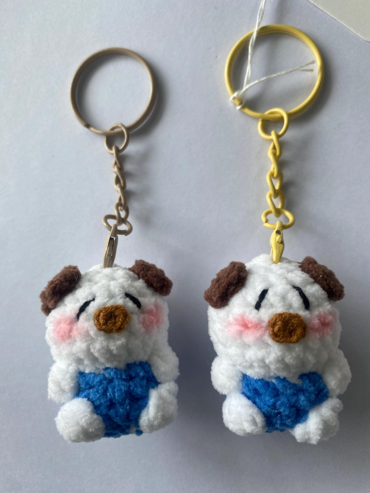 Cute Gummy Style Pug Keychain, Crochet Plush Animal Charm, Handmade Bag Accessory, Kawaii Dog Keyring Gift