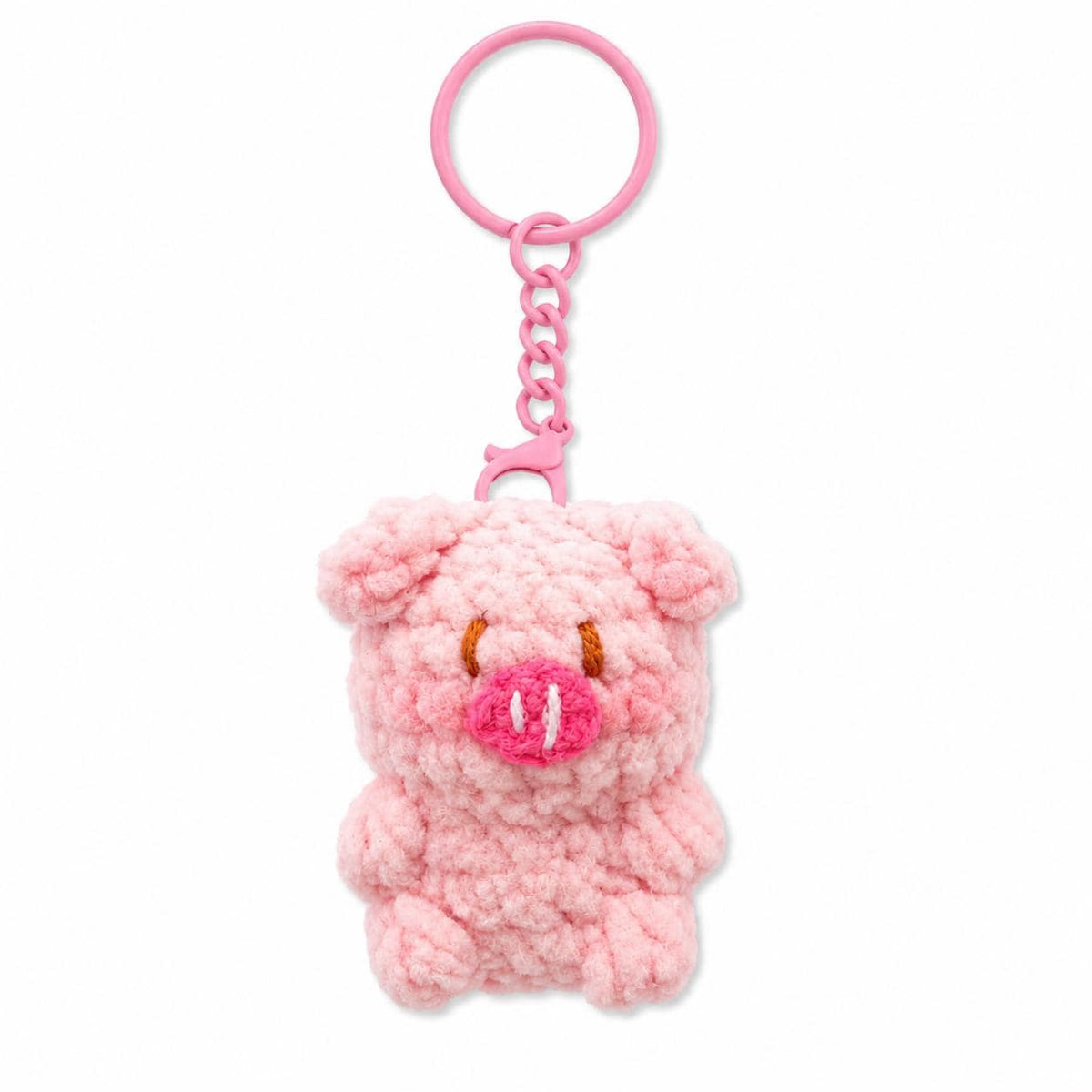 Cute Gummy Style Pig Keychain, Crochet Plush Animal Charm, Handmade Bag Accessory, Kawaii Pig Keyring Gift