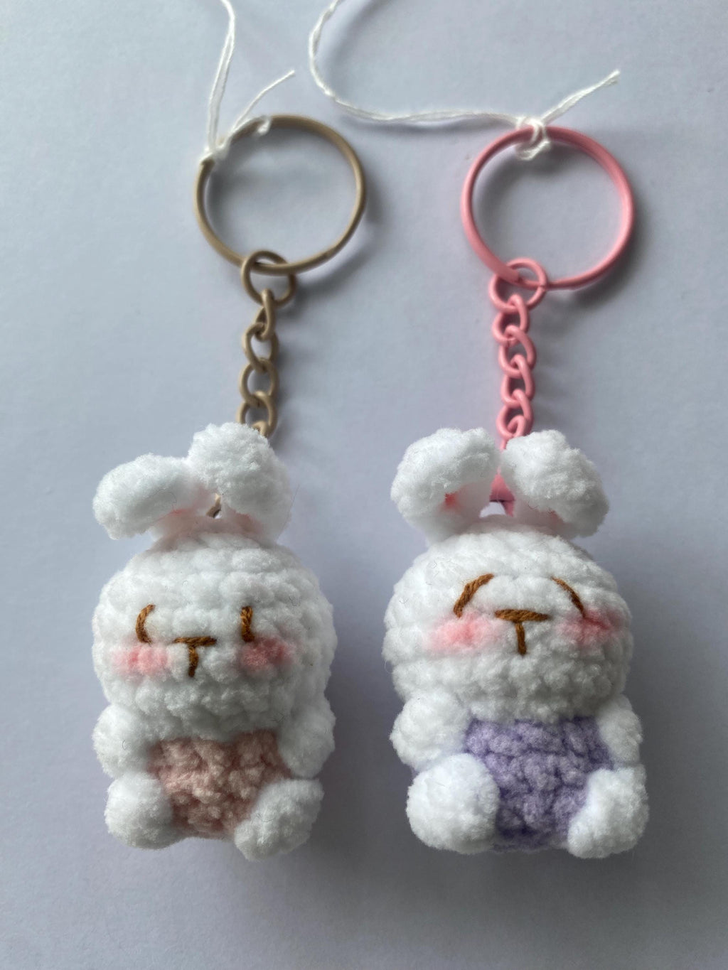 Cute Gummy Style Bunny Keychain, Crochet Plush Animal Charm, Handmade Bag Accessory, Kawaii Bunny Keyring Gift