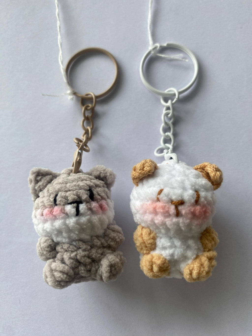 Cute Gummy Style Cat Keychain, Crochet Plush Animal Charm, Handmade Bag Accessory, Kawaii Cat Keyring Gift