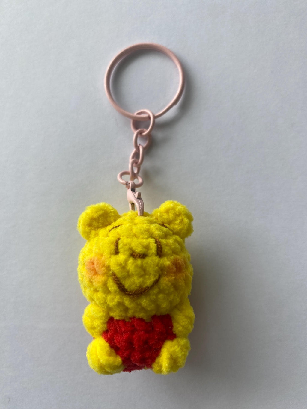 Cute Gummy Style Winnie the Pooh Keychain, Crochet Plush Animal Charm, Handmade Bag Accessory, Kawaii Winnie the Pooh Keyring Gift