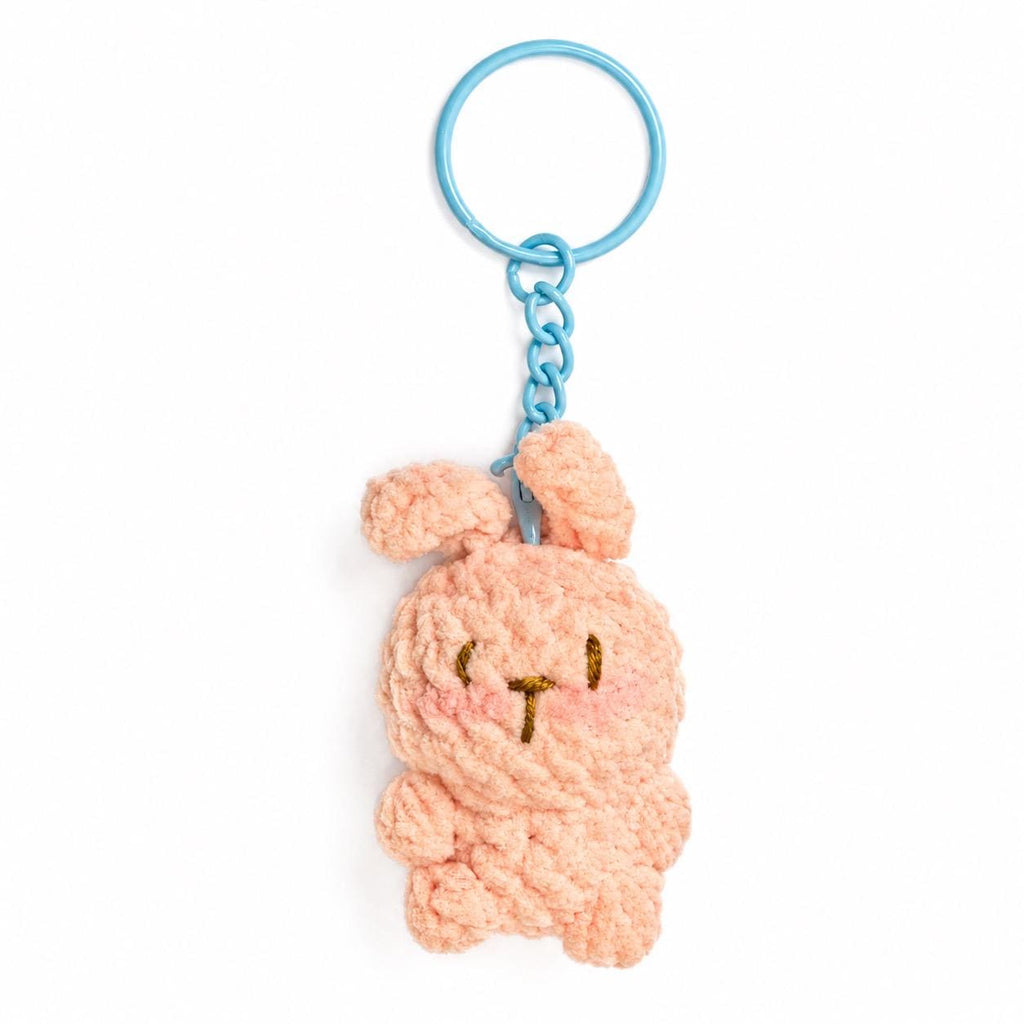 Cute Gummy Style Bunny Keychain, Crochet Plush Animal Charm, Handmade Bag Accessory, Kawaii Bunny Keyring Gift