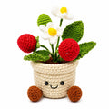 Crochet Small Strawberry Pot, Handmade Yarn Plant, Cute Crochet Plant Decor, Botanical Gift, Home Decoration