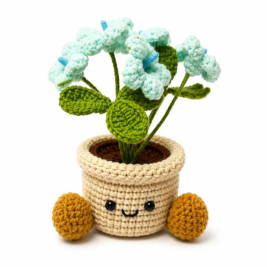 Crochet Small Oxalis Smile Pot, Handmade Yarn Flower Plant, Cute Crochet Plant Decor, Botanical Gift, Home Decoration