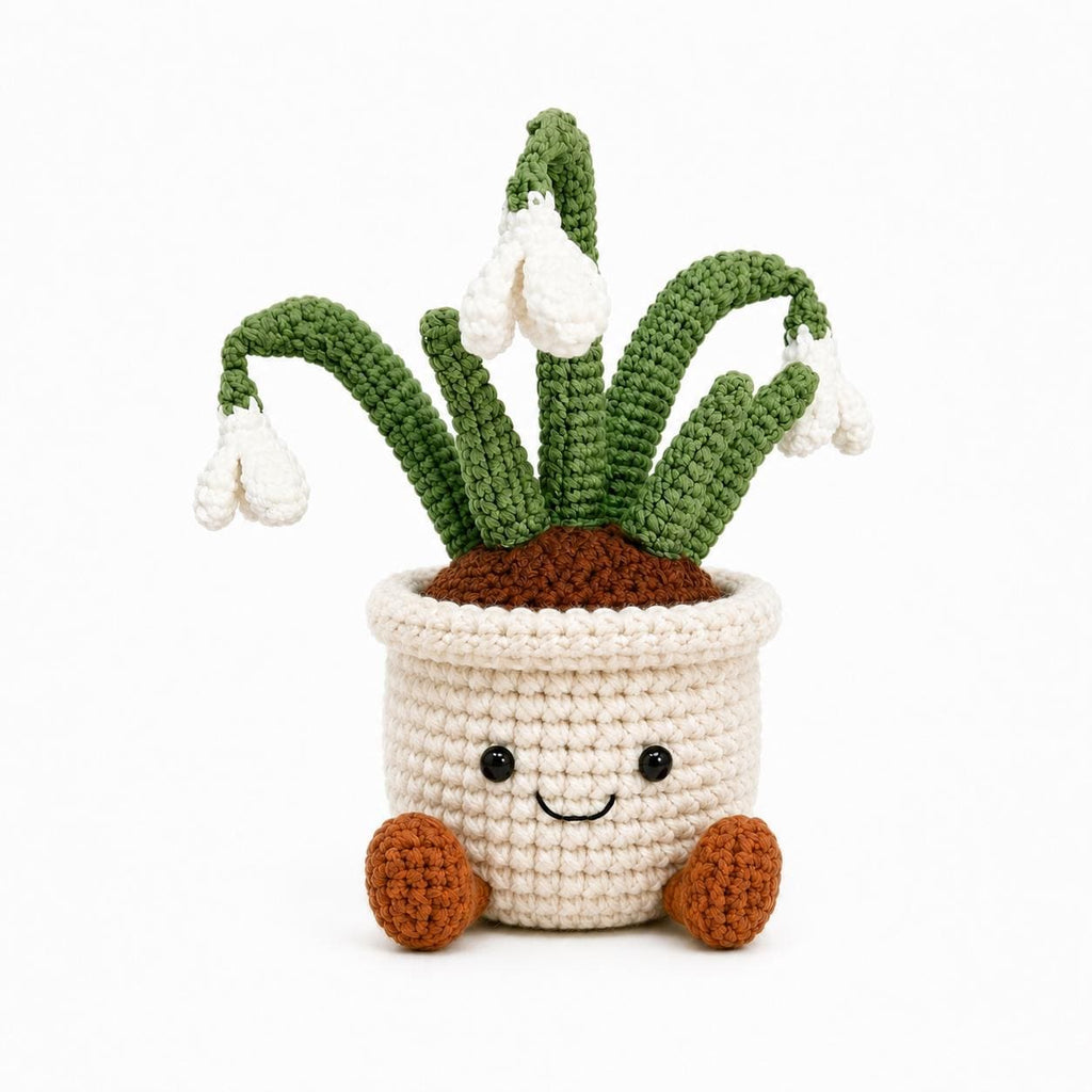 Crochet Small Bellflowe Smile Pot, Handmade Yarn Flower Plant, Cute Bellflowe Gift, Botanical Home Decoration, Cottagecore Decor