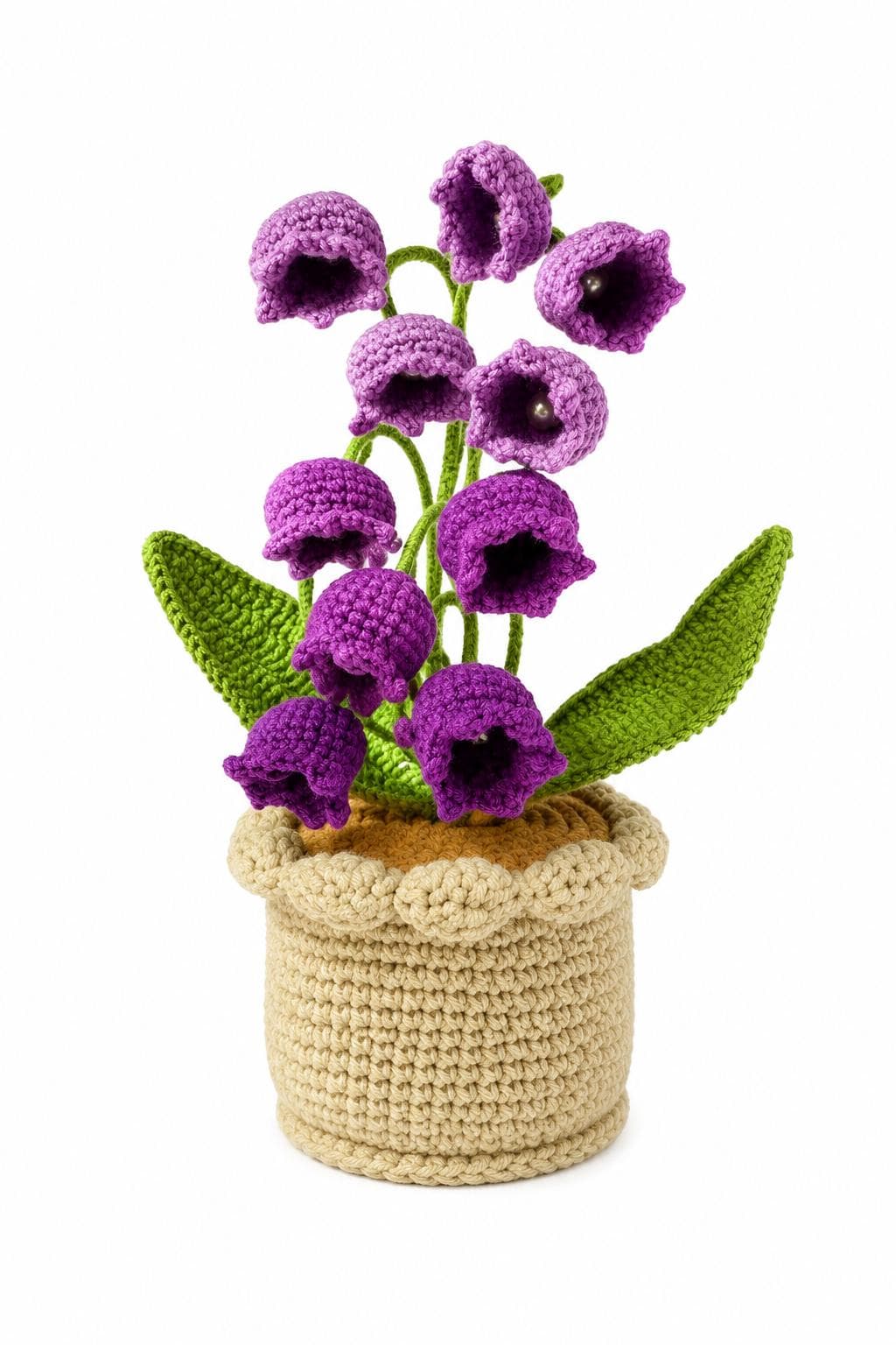 Crochet Lily of the Valley Plant Pot, Handmade Yarn Flower Decor, Cute Botanical Gift, Home Decoration, Cottagecore Decor