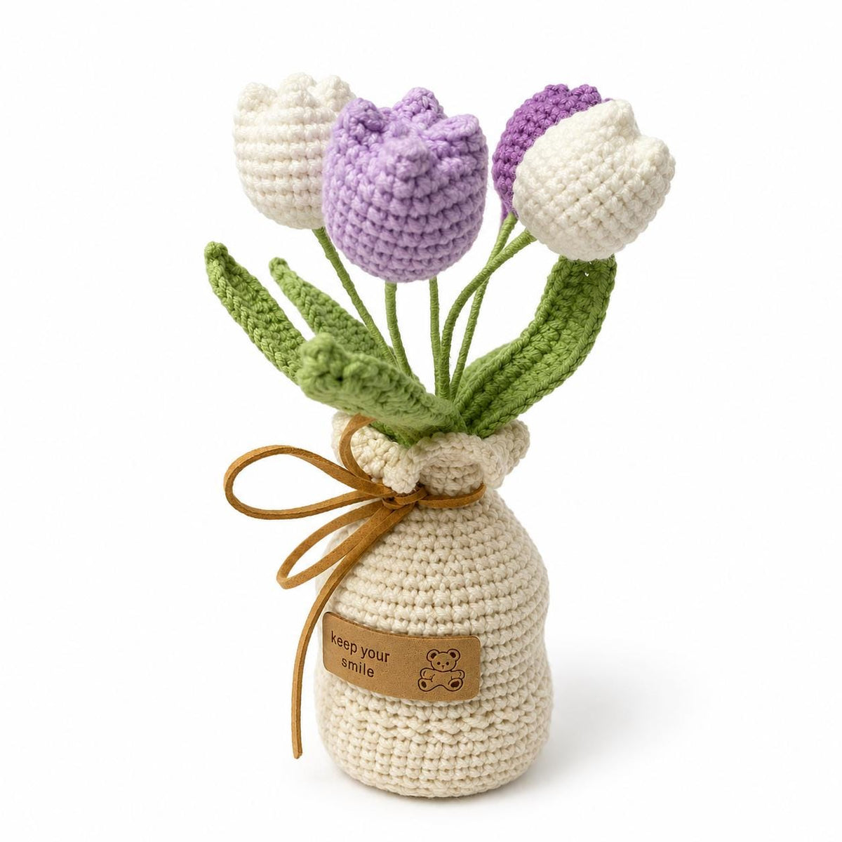 Crochet Tulip Bouquet, Handmade Yarn Flower Arrangement, Elegant Floral Gift, Handmade Home Decor, Botanical Decoration