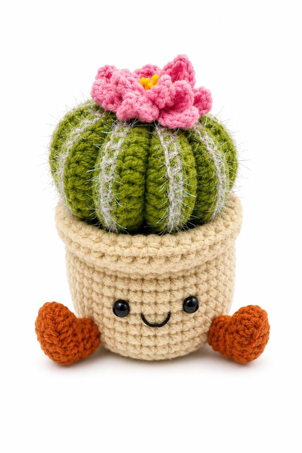 Crochet Small Cactus Garden Pot, Handmade Yarn Plant Decor, Cute Cactus Gift, Botanical Home Decoration, Cottagecore Decor