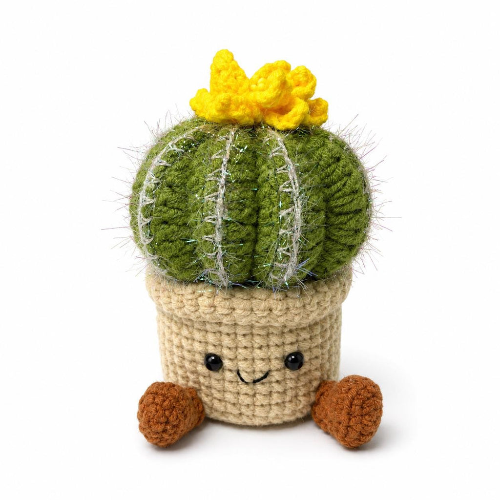 Crochet Small Cactus Garden Pot, Handmade Yarn Plant Decor, Cute Cactus Gift, Botanical Home Decoration, Cottagecore Decor