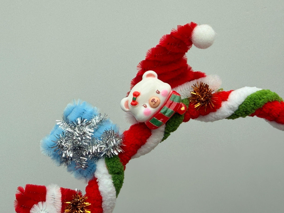 Christmas Santa Headband, Handmade Holiday Hair Accessory, Festive Party Gift