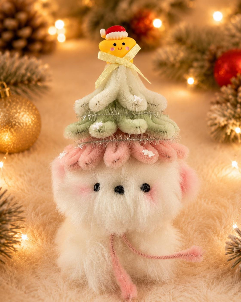 Pipe Cleaner Puppy Figure, Handmade Christmas Dog Decor, Festive Tabletop Ornament, Holiday Home Display