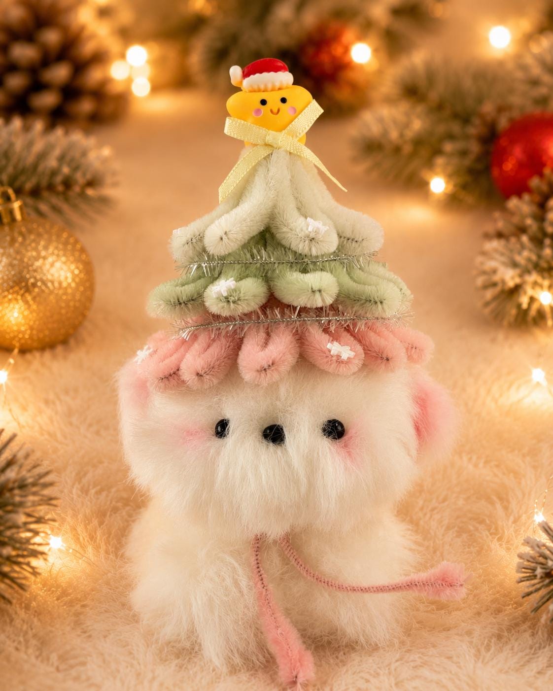 Pipe Cleaner Puppy Figure, Handmade Christmas Dog Decor, Festive Tabletop Ornament, Holiday Home Display