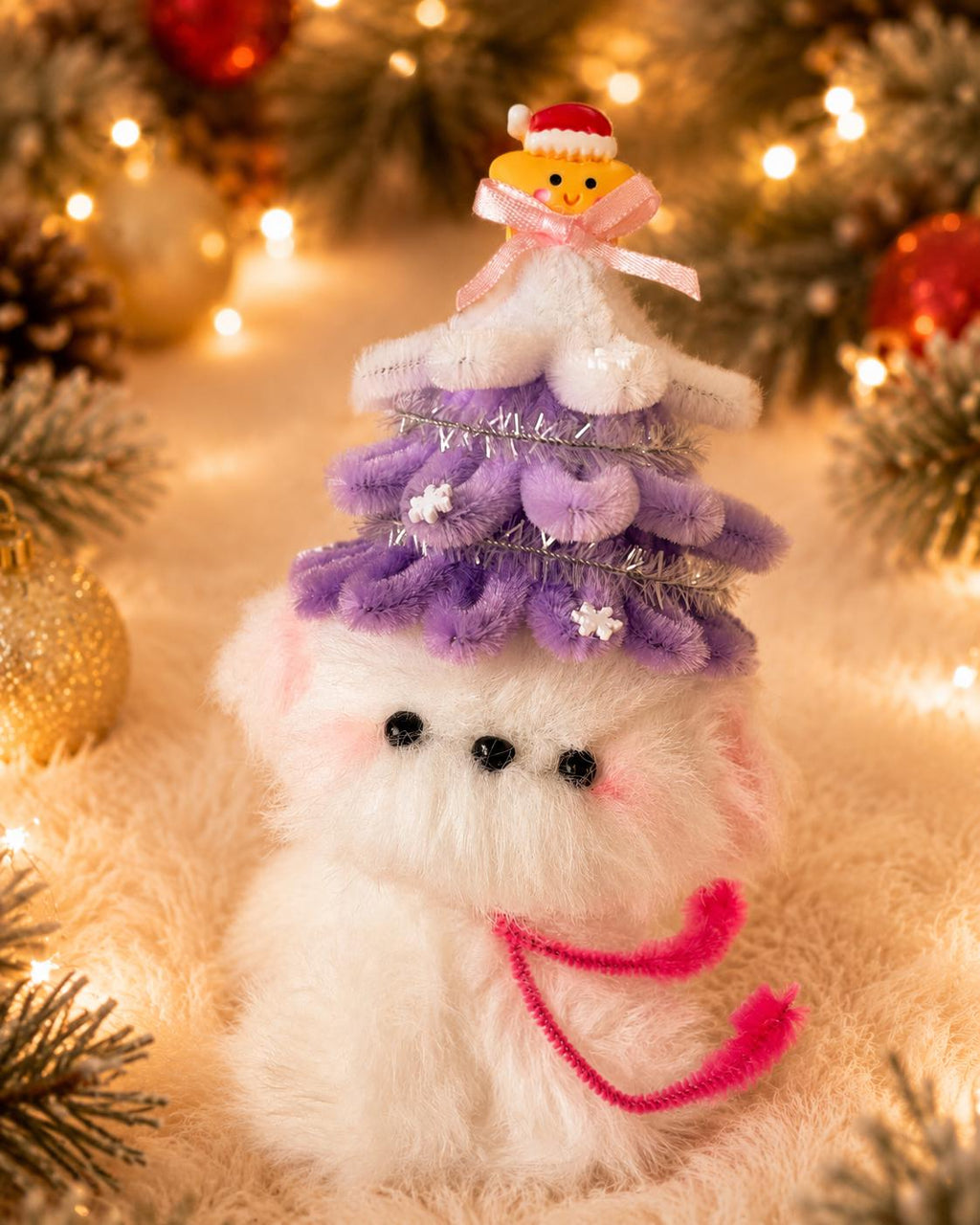 Pipe Cleaner Puppy Figure, Handmade Christmas Dog Decor, Festive Tabletop Ornament, Holiday Home Display