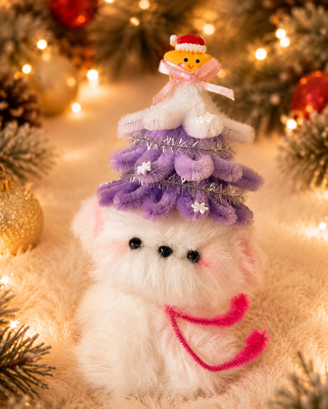 Pipe Cleaner Puppy Figure, Handmade Christmas Dog Decor, Festive Tabletop Ornament, Holiday Home Display