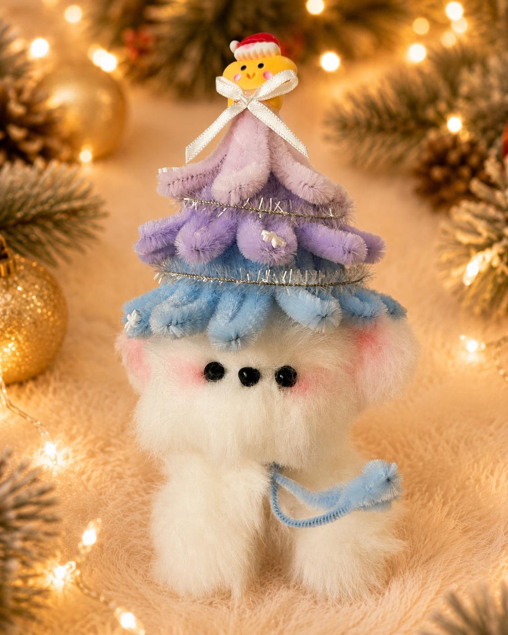 Pipe Cleaner Puppy Figure, Handmade Christmas Dog Decor, Festive Tabletop Ornament, Holiday Home Display