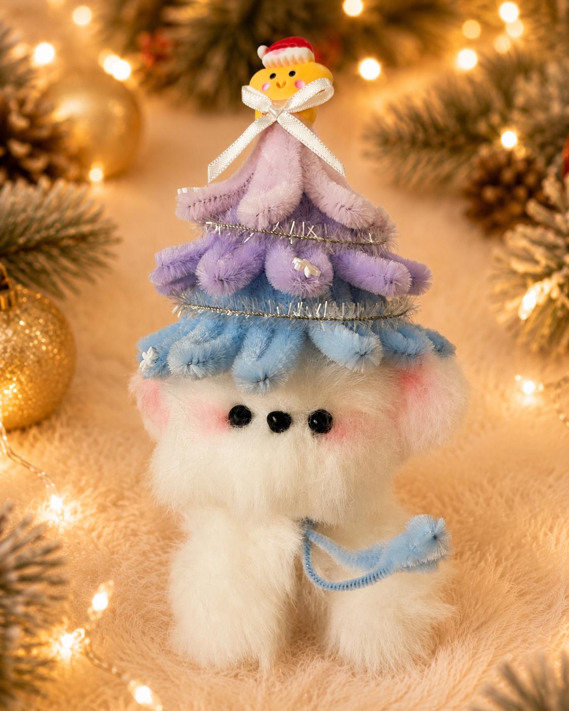 Pipe Cleaner Puppy Figure, Handmade Christmas Dog Decor, Festive Tabletop Ornament, Holiday Home Display