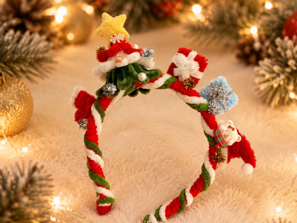 Christmas Santa Headband, Handmade Holiday Hair Accessory, Festive Party Gift